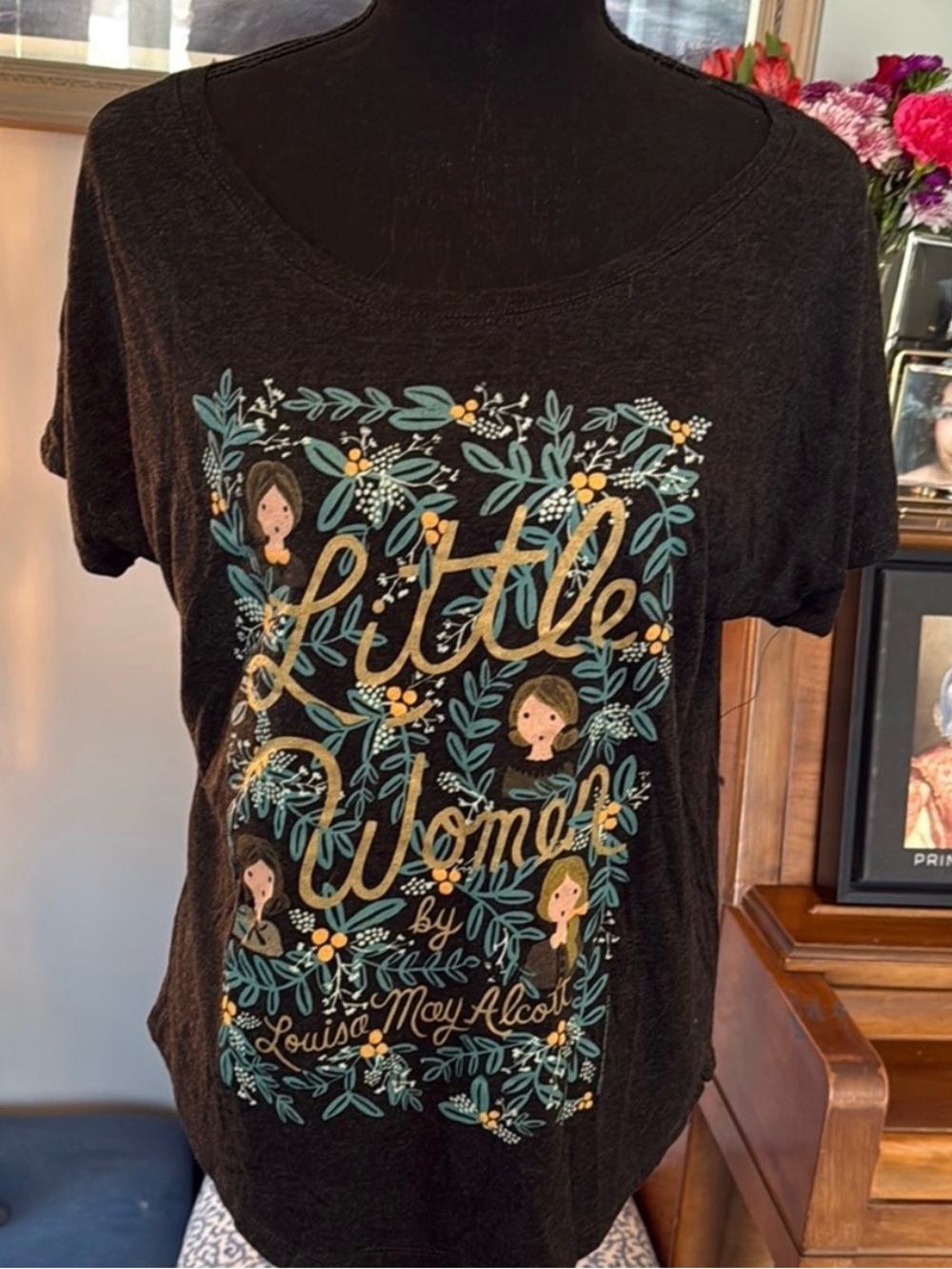 Out of Print Black 'Little Women' Floral Graphic Tee